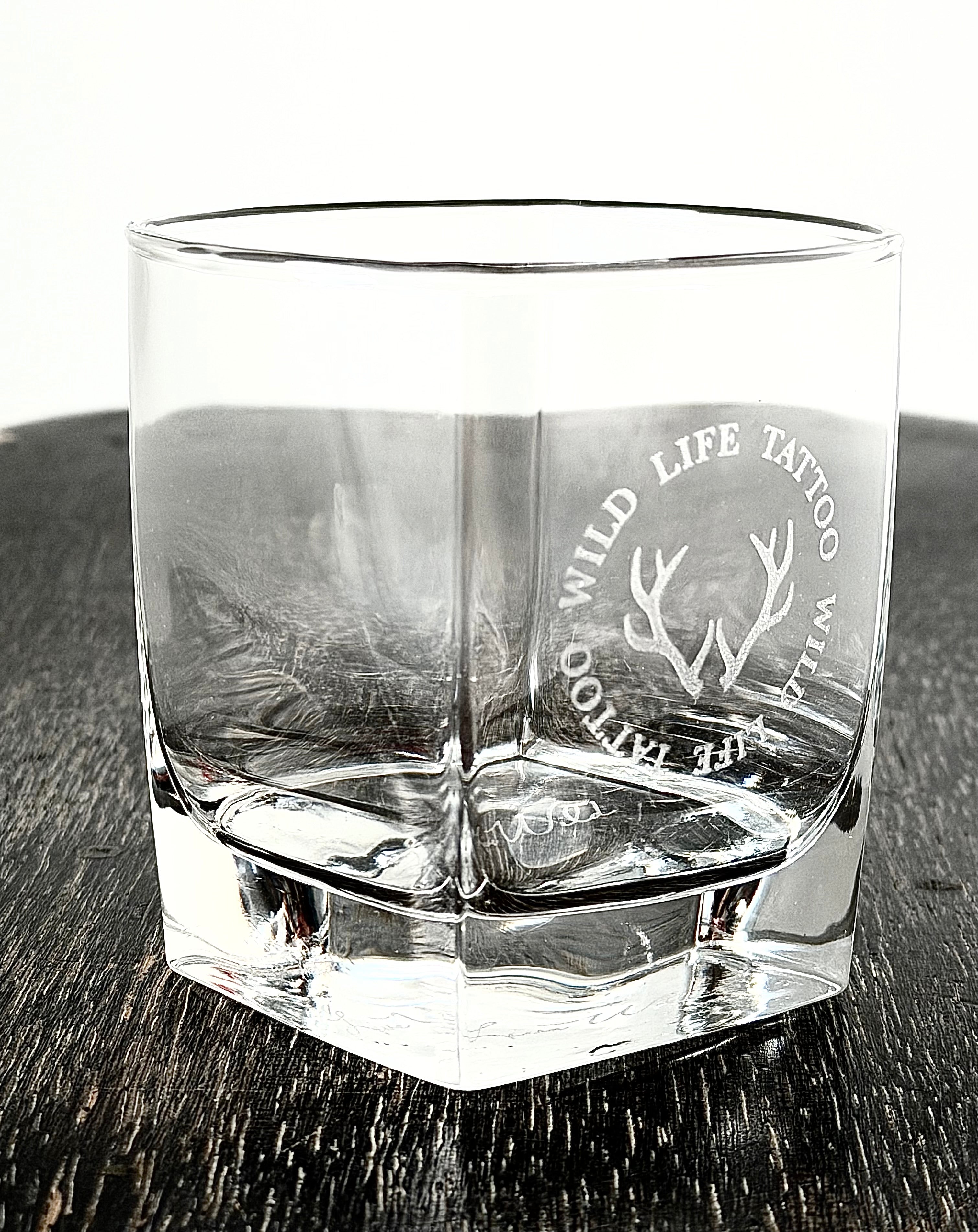 Wild Life Tattoo Low Ball Glass Cup